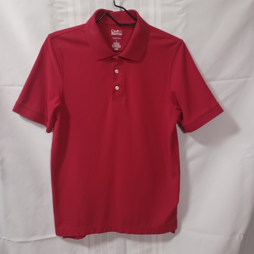 Croft & Barrow Polo Shirt Mens S Red Easy Care Short Sleeve Pique Knit Casual